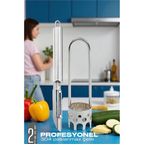 TransForMacion Dolmalık Biber Oyacağı Soyacak Seti - Sebze Oyacağı - Profesyonel Çelik 2 li set 721981