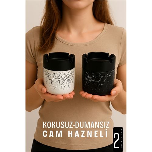 TransForMacion Cam Küllük - Mermer Desenli 2 li Küllük Seti  Kafe Küllüğü Restoran Küllüğü Masaüstü Küllük 721993