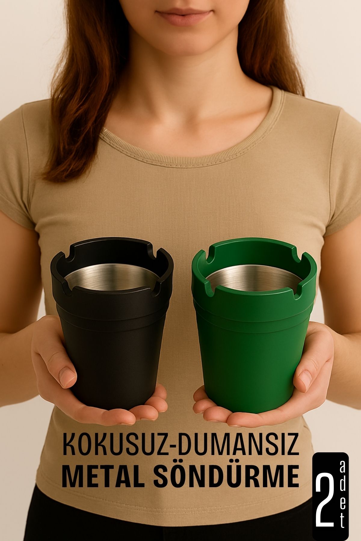 Kokusuz Dumansız Küllük - 2 li Küllük Seti Kafe Küllüğü Restoran Küllüğü Masaüstü Küllük 721995