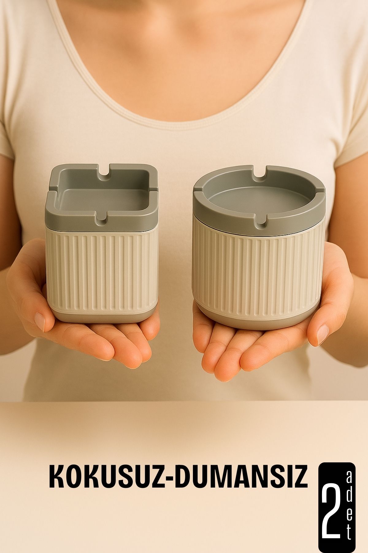 Kokusuz Dumansız Küllük - 2 li Küllük Seti Kafe Küllüğü Restoran Küllüğü Masaüstü Küllük 721996