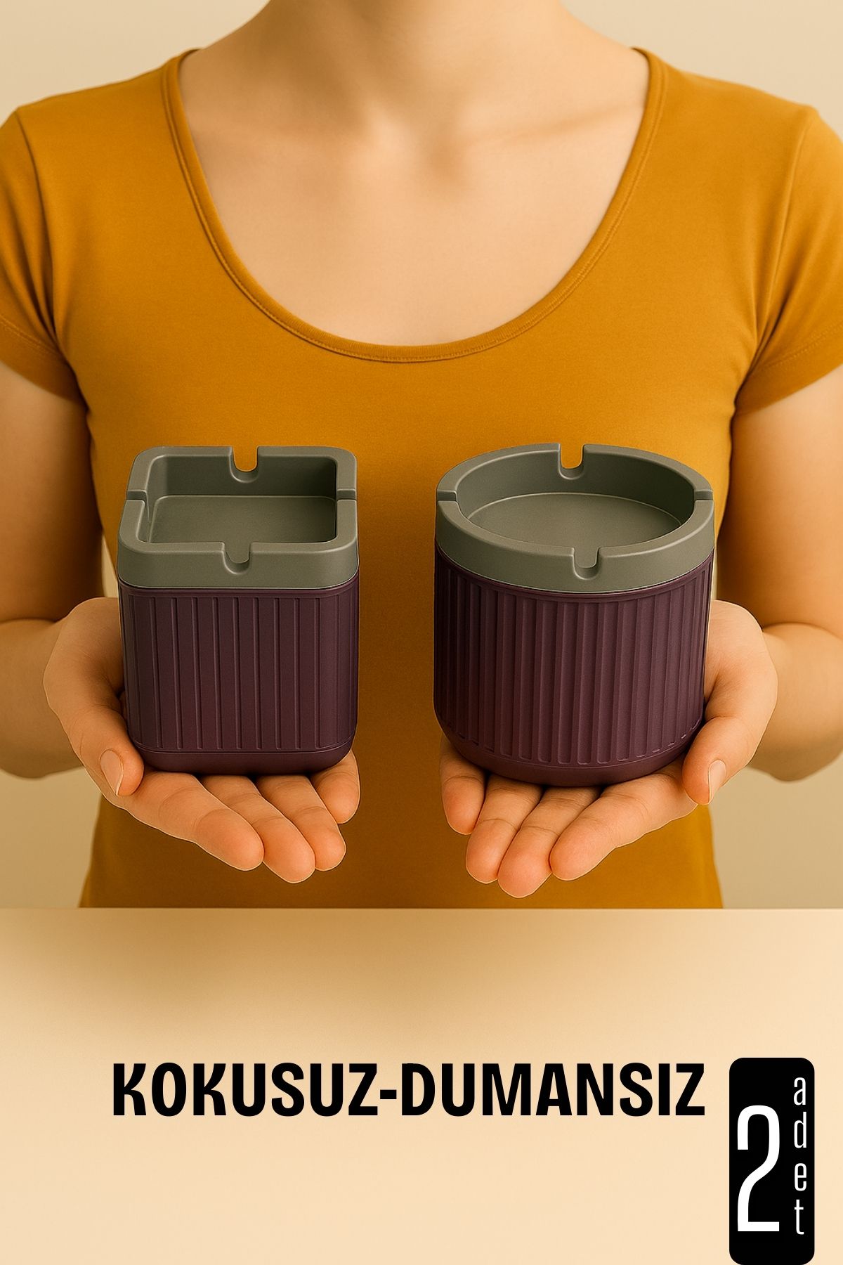 Kokusuz Dumansız Küllük - 2 li Küllük Seti Kafe Küllüğü Restoran Küllüğü Masaüstü Küllük 721997