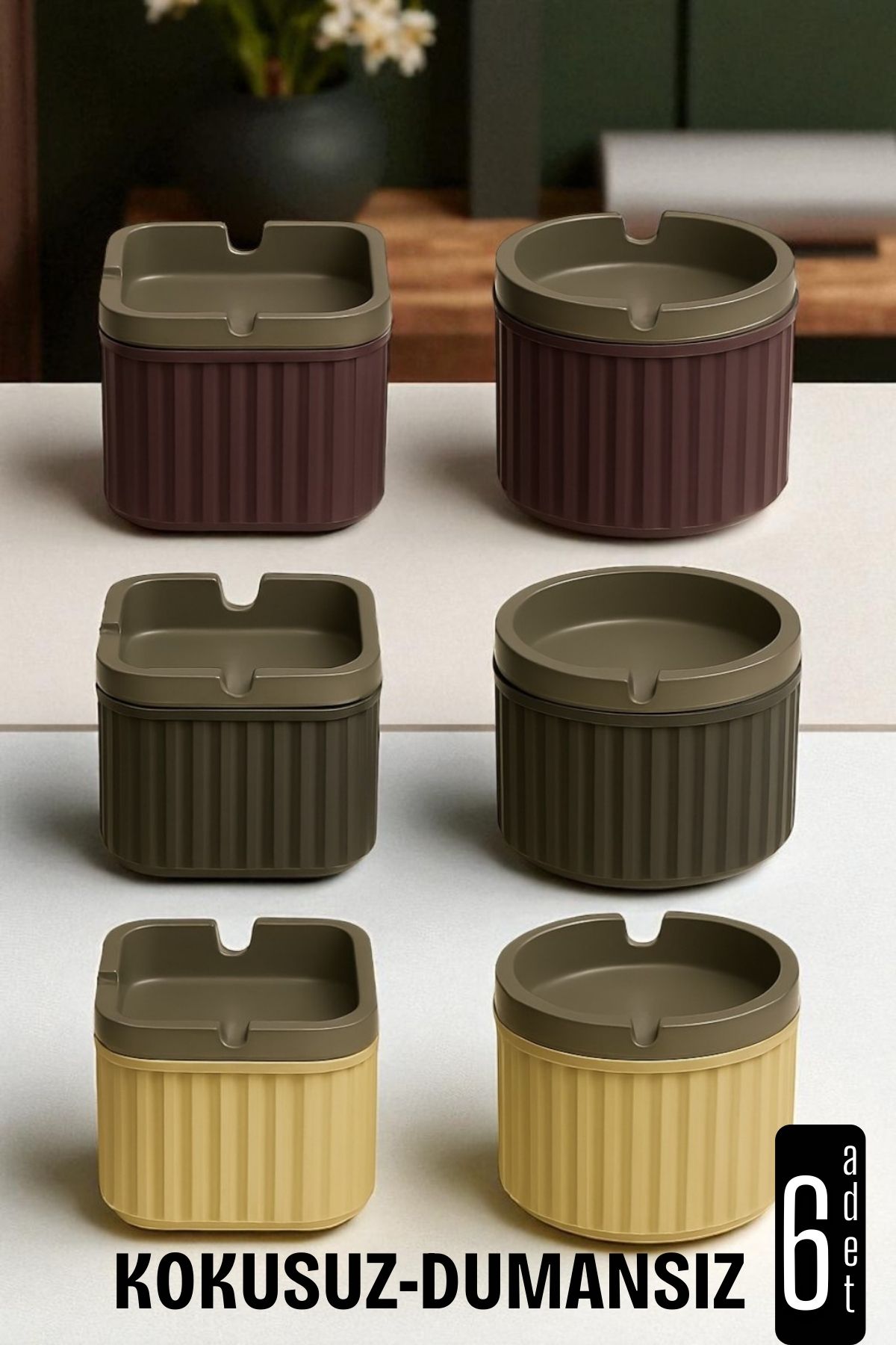 Kokusuz Dumansız Küllük - 6 li Küllük Seti Kafe Küllüğü Restoran Küllüğü Masaüstü Küllük 721998
