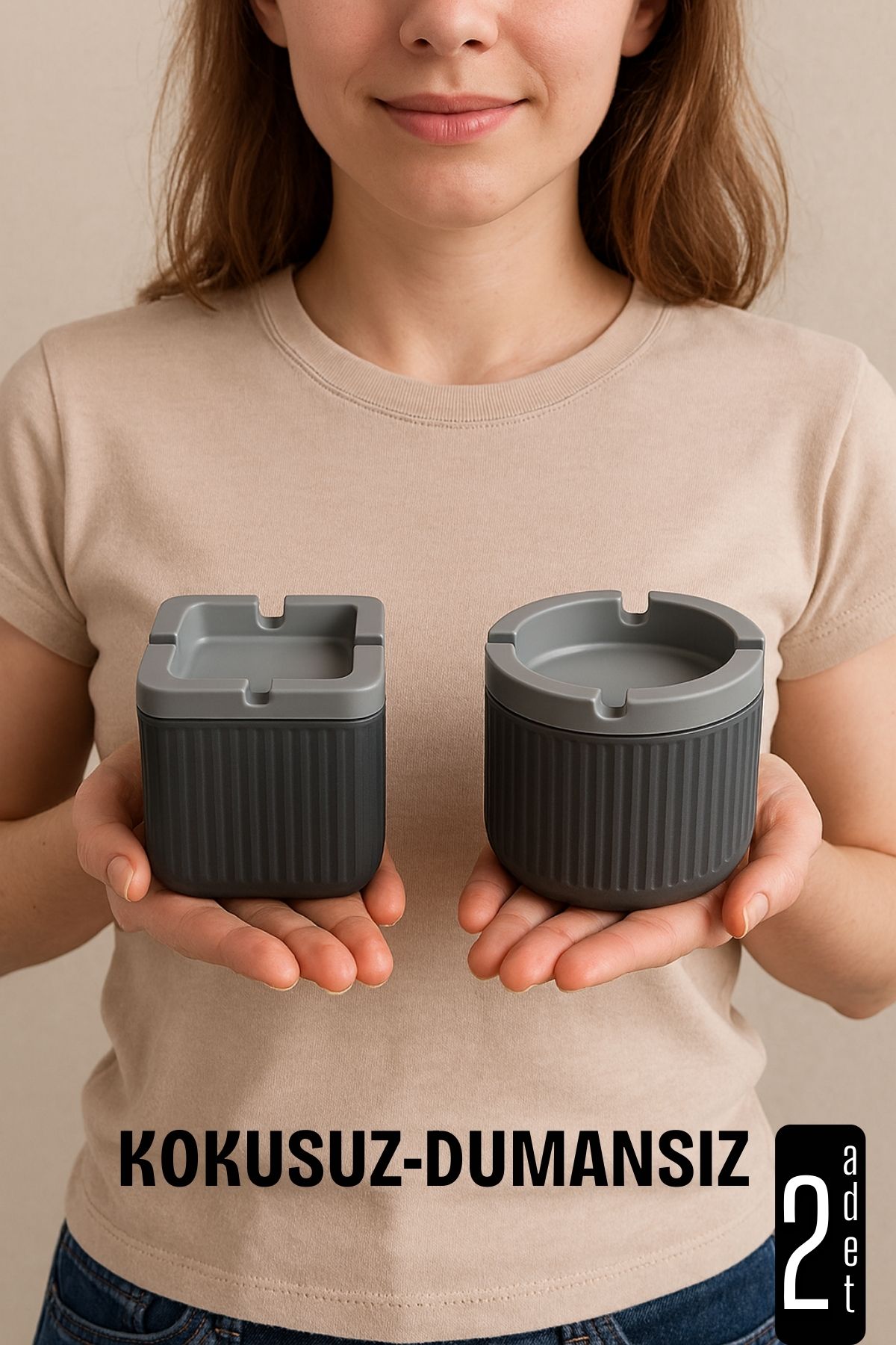 Kokusuz Dumansız Küllük -2 li Küllük Seti Kafe Küllüğü Restoran Küllüğü Masaüstü Küllük 