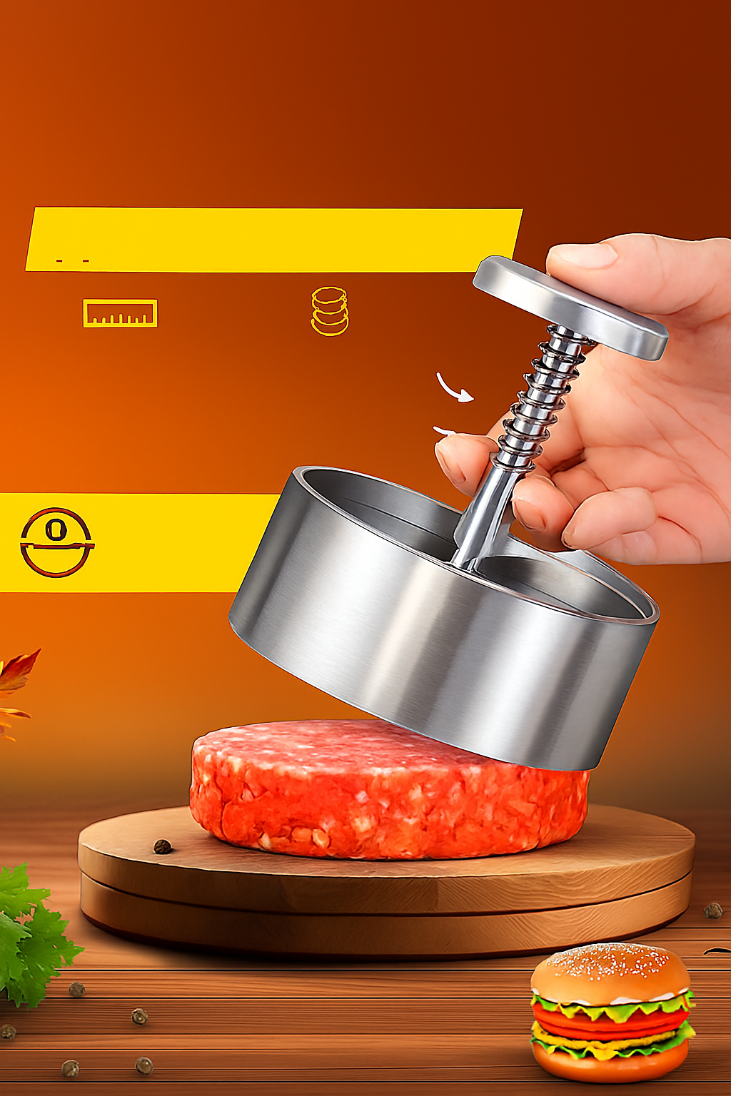 Hamburger Presi - Profesyonel Hamburger Kalıbı 304 Paslanmaz Çelik 722000