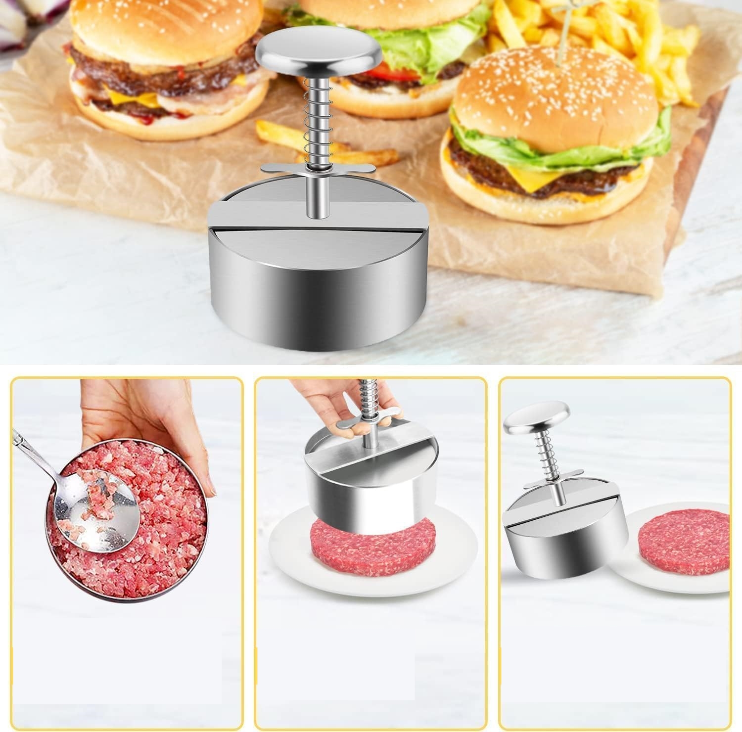 Hamburger Presi - Profesyonel Hamburger Kalıbı 304 Paslanmaz Çelik 722000