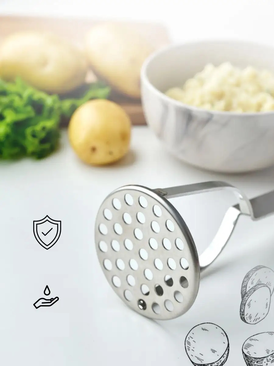 Patates Ezici 3 mm Kalınlık 304 Paslanmaz Çelik Havuç Muz Avokado Ezici 722003