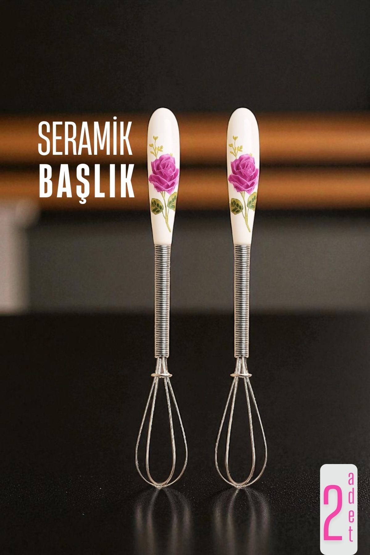 Seramik Başlı Mini Çırpıcı Çelik 2 adet 720214