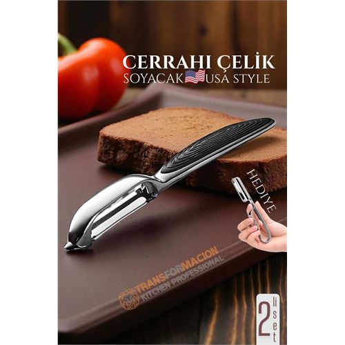 TransForMacion Amerikan Tip Soyacak Seti- Sebze Soyacağı Profesyonel Paslanmaz Çelik 2 li SET 722014