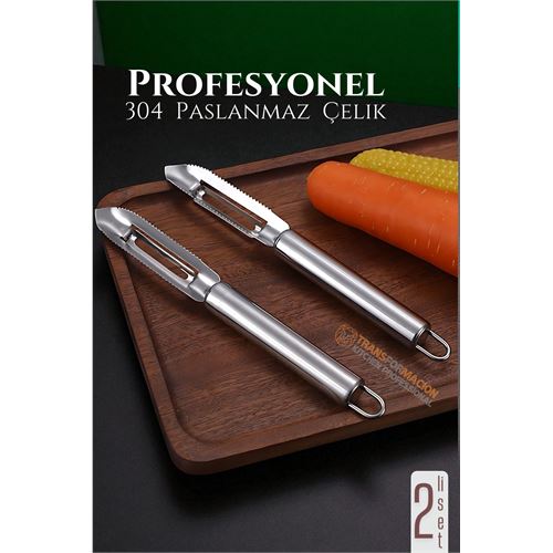 TransForMacion Soyacak Seti - Sebze Soyacağı Kabak Oayacağı Profesyonel Paslanmaz Çelik 2 li SET 722018