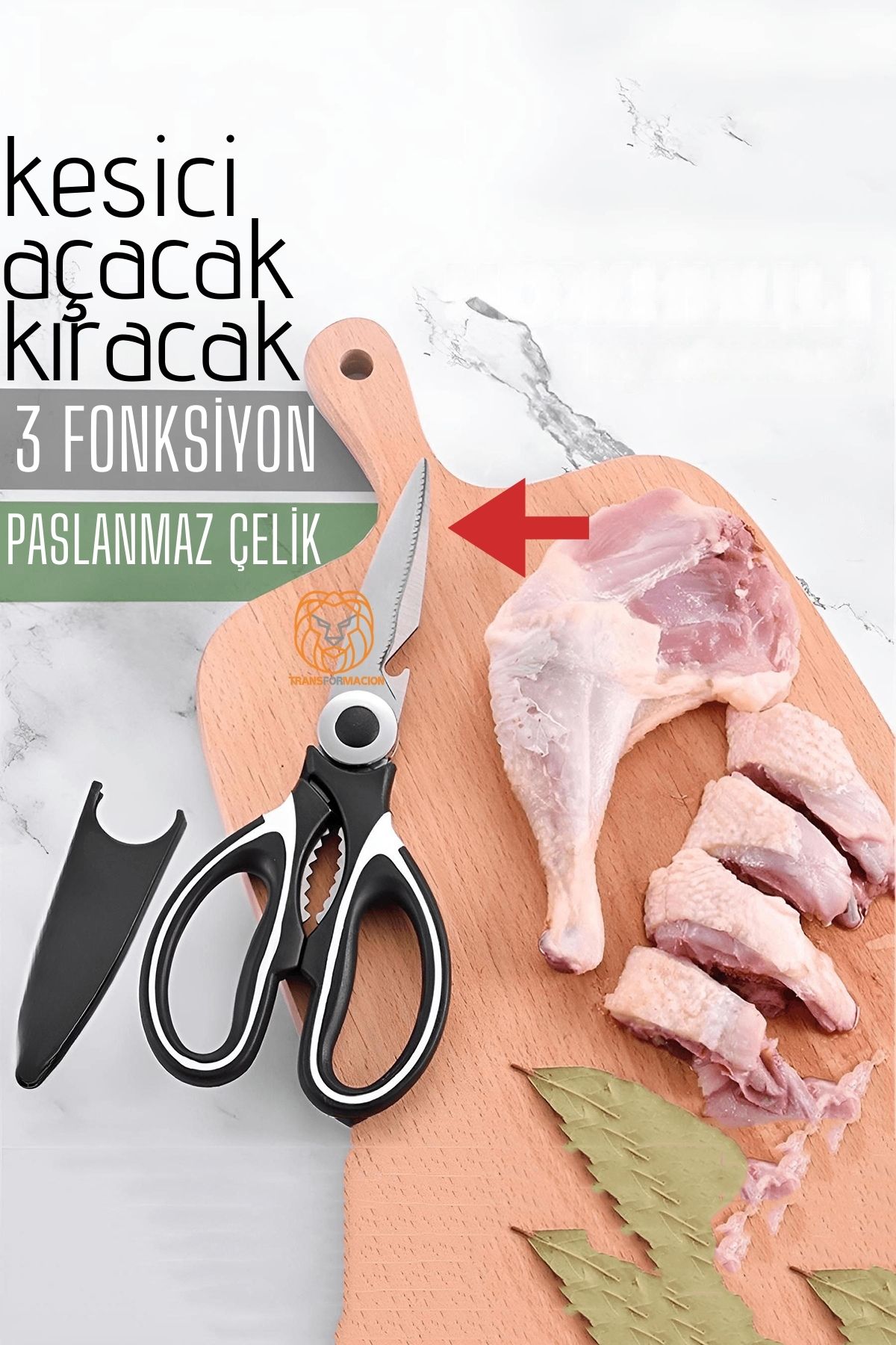 Tavuk Makası Çelik Mutfak Makası Açacak Kıracak Kesici Özelik 