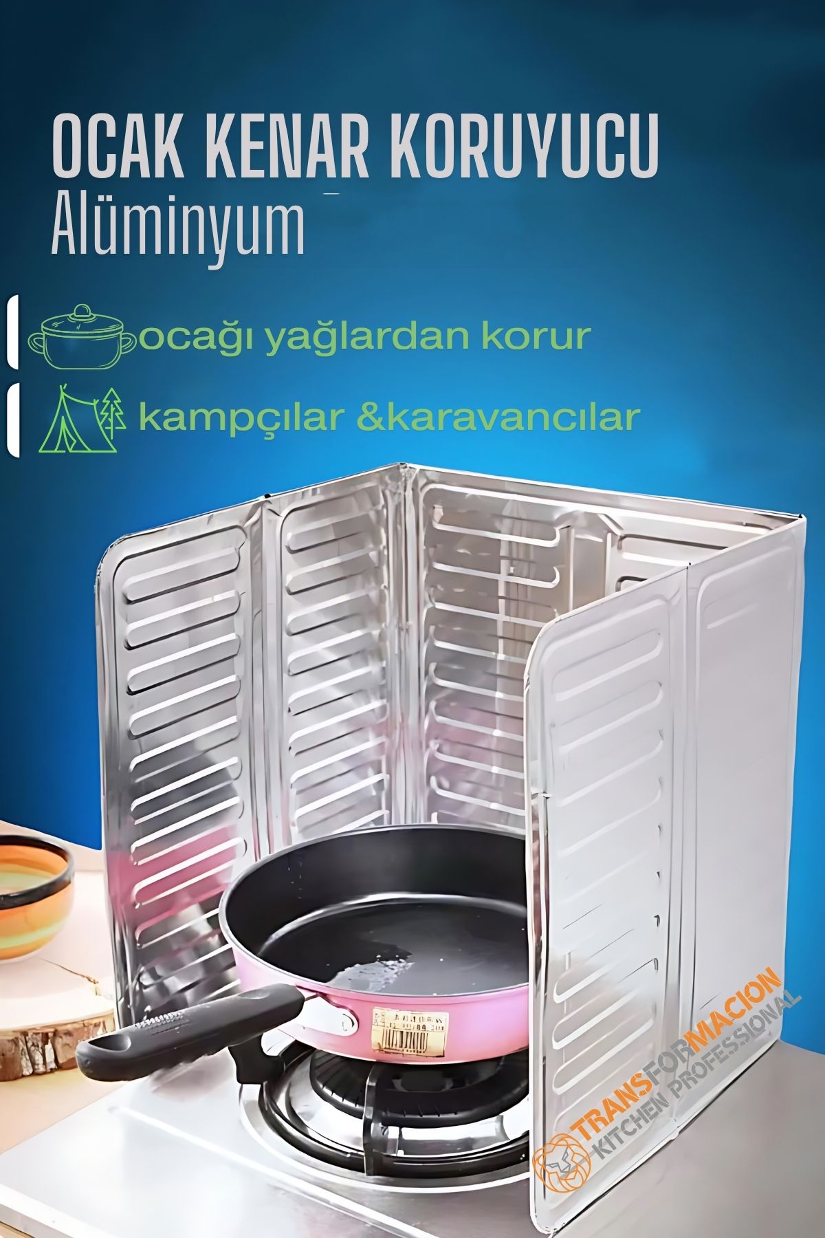 Ocak Kenar Koruyucu Alüminyum Levha - Ev Kamp Karavan Ocak Koruyucu 