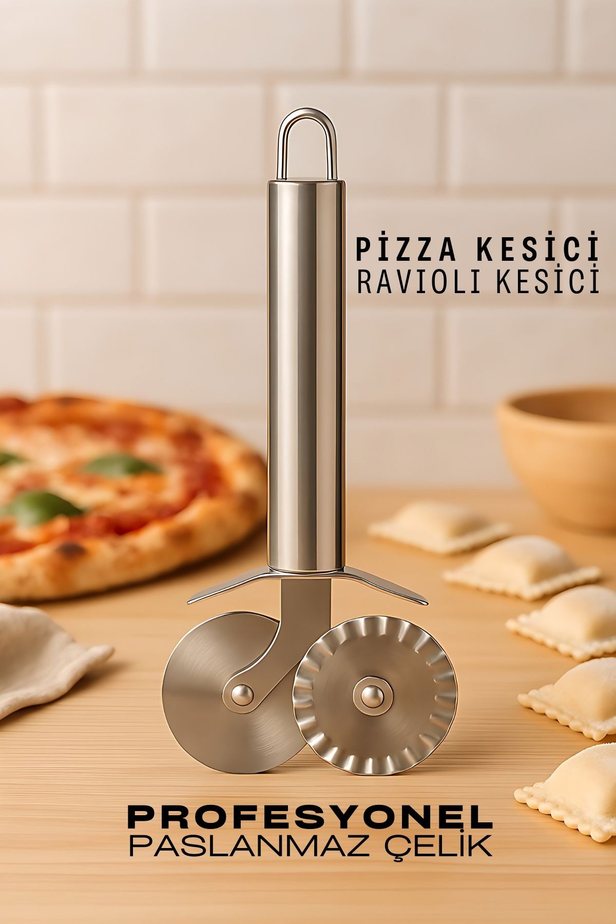 Pizza Kesici Profesyonel Çelik Hamur Ravioli Kesici 
