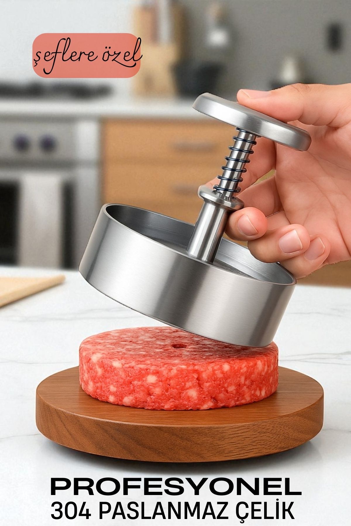 Hamburger Presi - Profesyonel Hamburger Kalıbı 304 Paslanmaz Çelik 