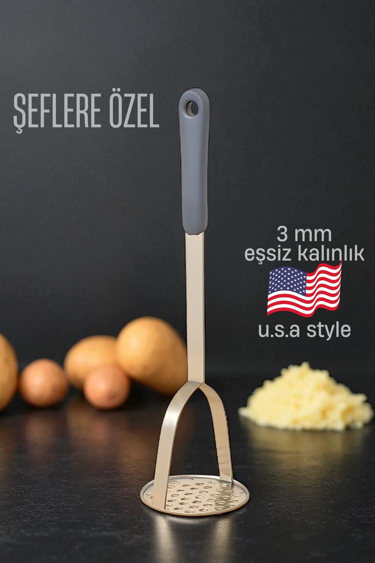 Patates Ezici 3 mm Kalınlık 304 Paslanmaz Çelik Havuç Muz Avokado Ezici 