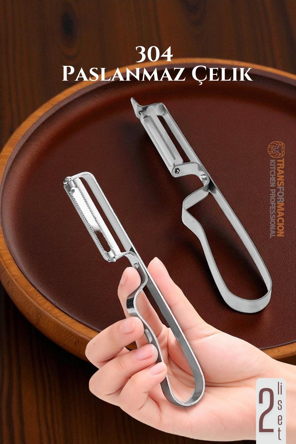 Soyacak Seti- Sebze Soyacağı Profesyonel Paslanmaz Çelik 2 li SET 