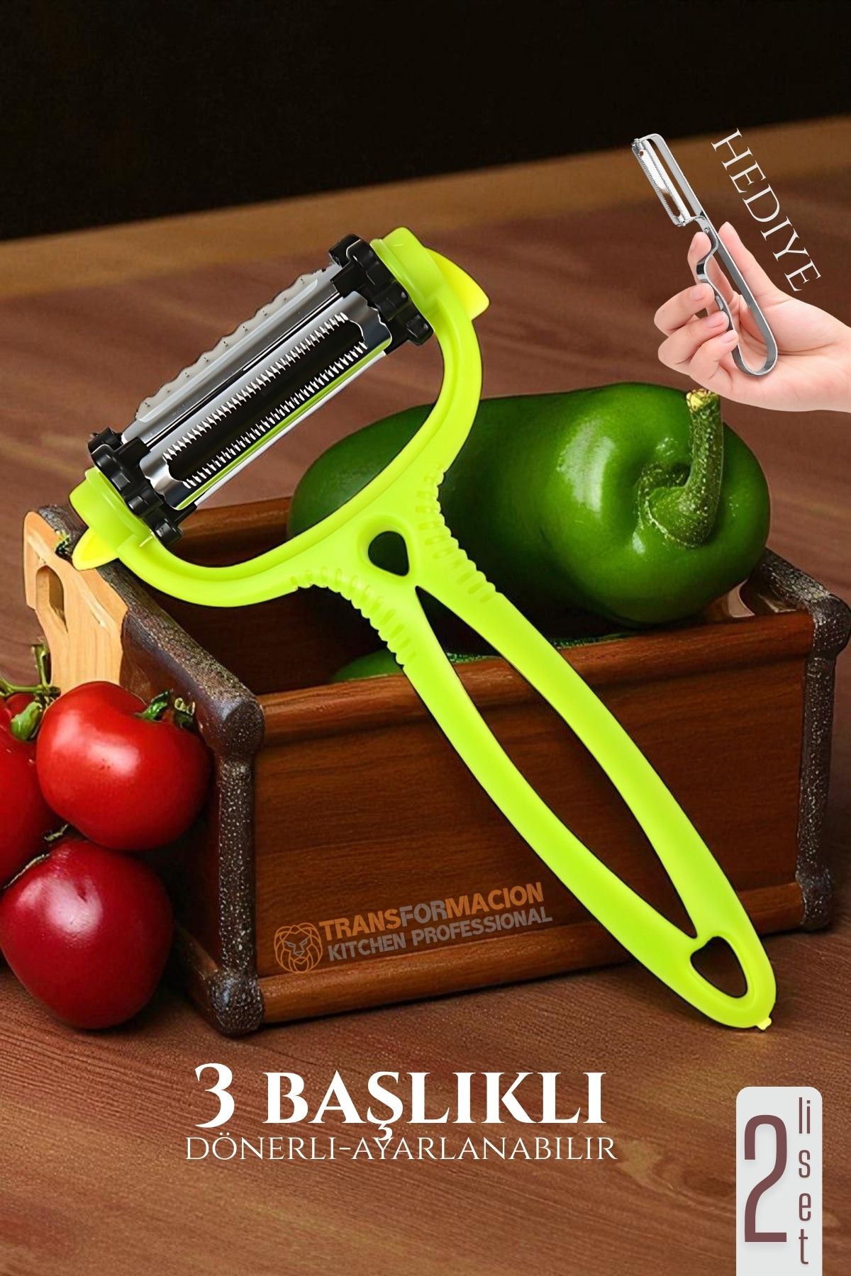 3 Bıçaklı Soyacak Seti - Sebze Soyacağı Profesyonel Paslanmaz Çelik 2 li SET 