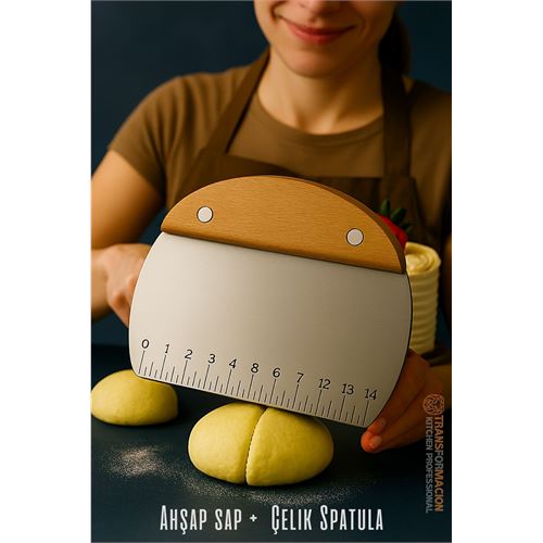 Transformacion Pasta Spatulası - Profesyonel Hamur Sıyırıcı - Ölçü Cetvelli Pasta Hamur Spatulası 722023