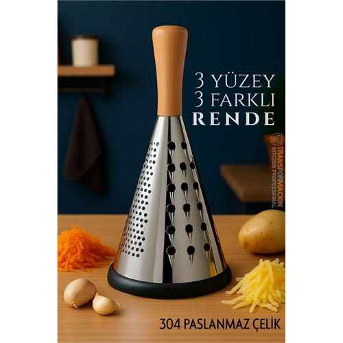 TransForMacion El Rendesi - Konik Tip Ergonomik 3 Taraflı Profesyonel 304 Paslanmaz Çelik 722025
