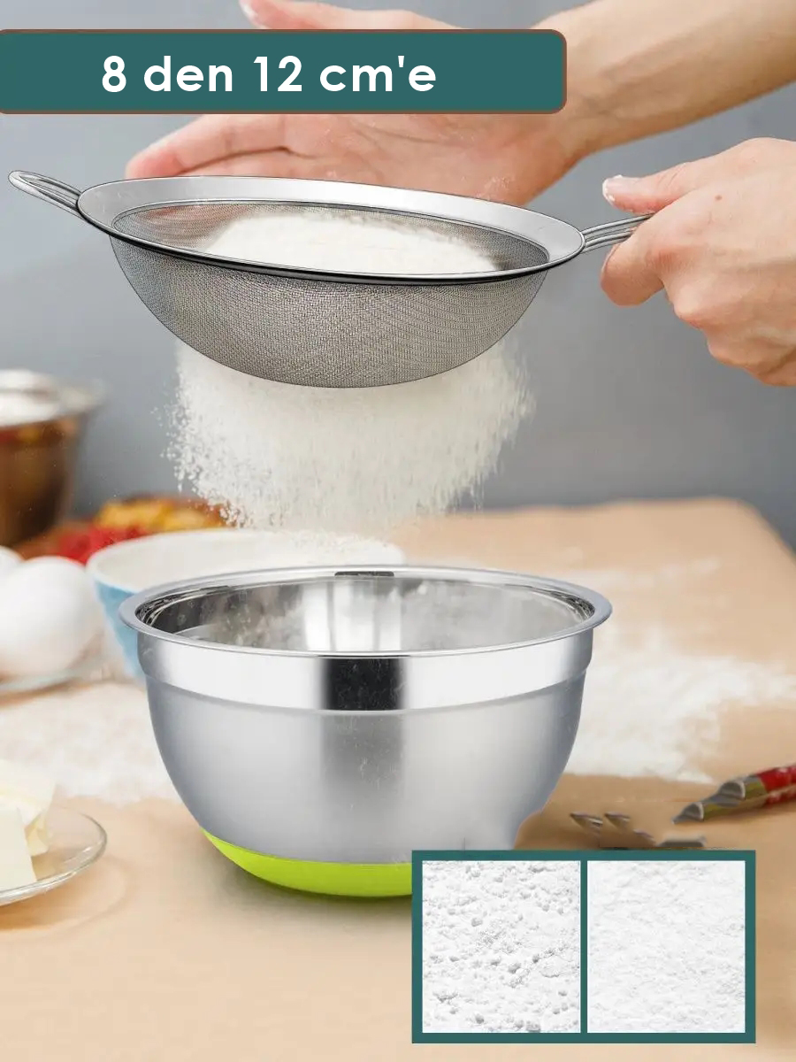 Inox Süzgeç Seti - 3 Boy Çok Amaçlı Süzgeç 304 Çelik Profesyoneller İçin 722027