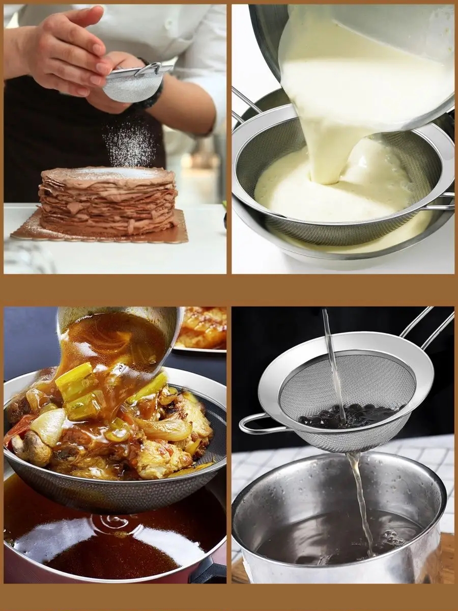 Inox Süzgeç Seti - 3 Boy Çok Amaçlı Süzgeç 304 Çelik Profesyoneller İçin 722027