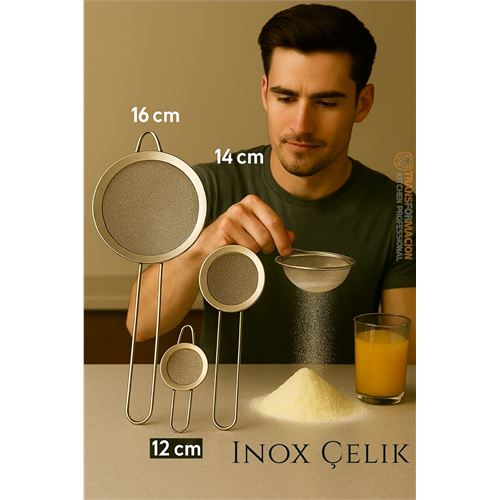 TransForMacion Inox Süzgeç Seti - 3 Boy Çok Amaçlı Süzgeç 304 Çelik Profesyoneller İçin 722028