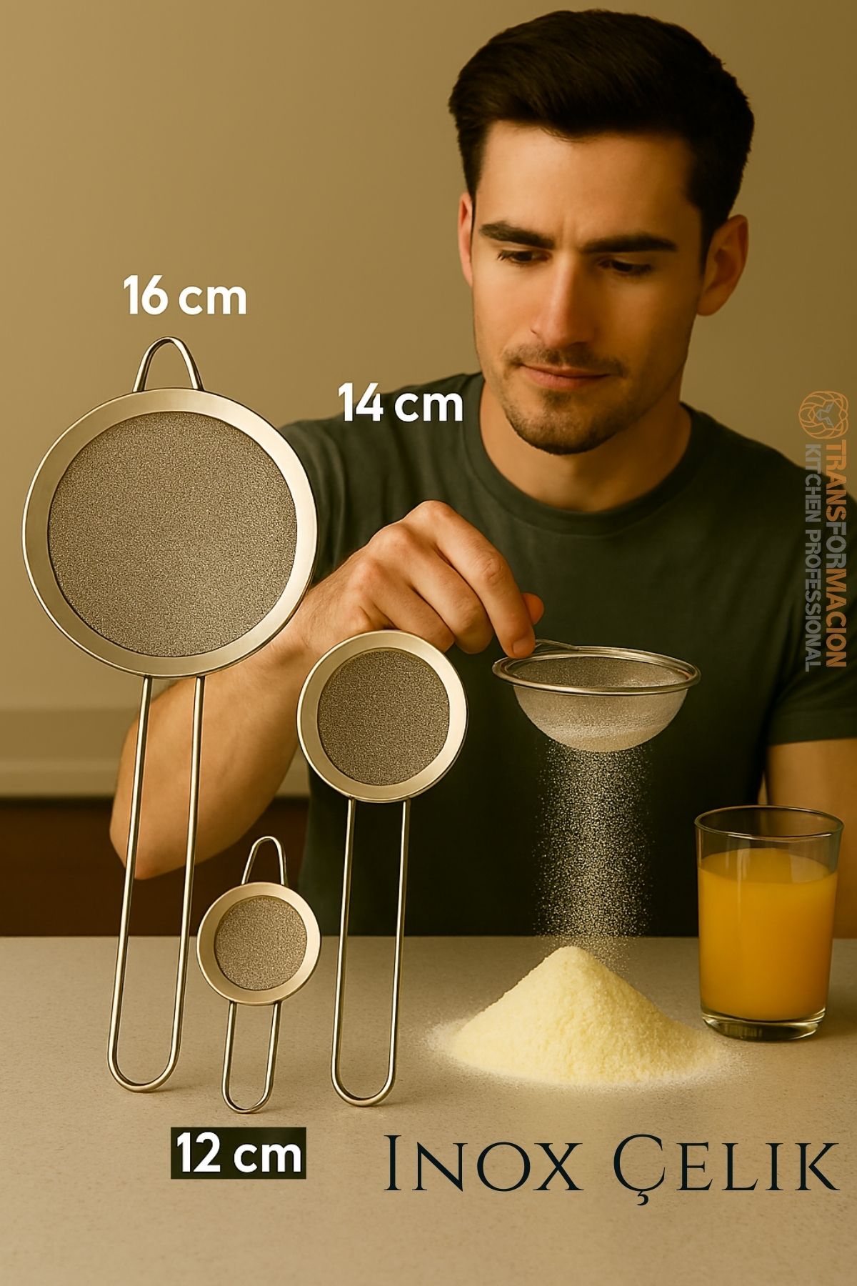 Inox Süzgeç Seti - 3 Boy Çok Amaçlı Süzgeç 304 Çelik Profesyoneller İçin 722028