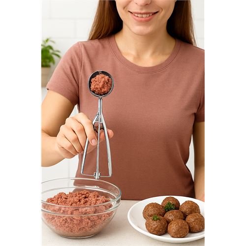 TransForMacion Inox 4 cm Dondurma Kaşığı - Karpuz Kurabiye Köfte Helva Porsiyonlama 722039