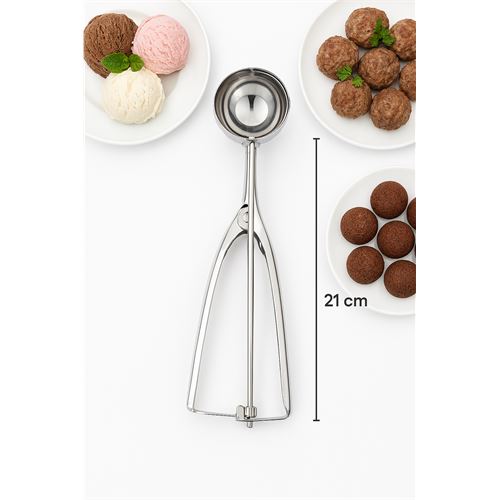 TransForMacion Inox 4 cm Dondurma Kaşığı - Karpuz Kurabiye Köfte Helva Porsiyonlama 722039