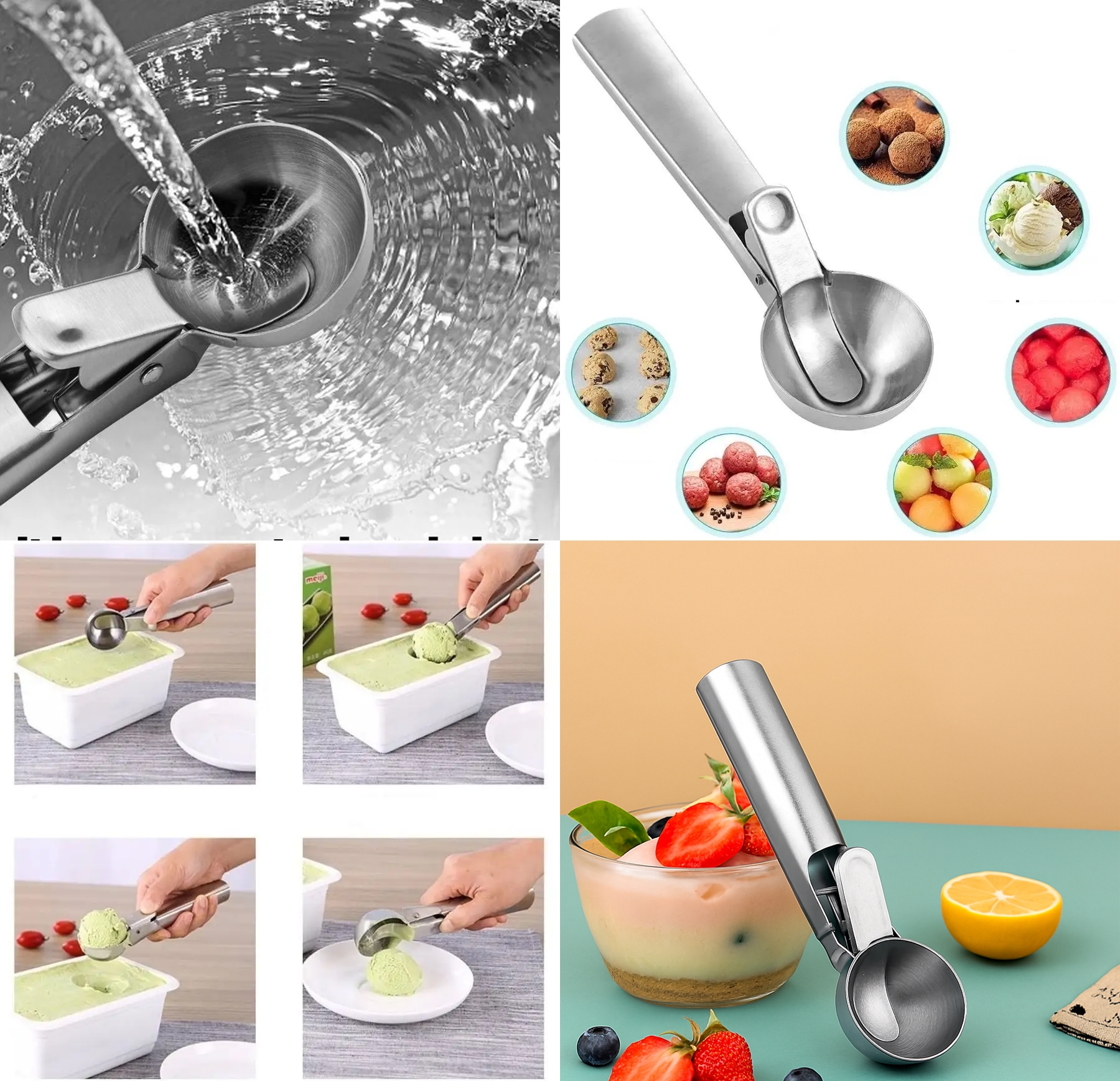 Inox 5 cm Dondurma Kaşığı - Karpuz Kurabiye Köfte Helva Porsiyonlama 722040