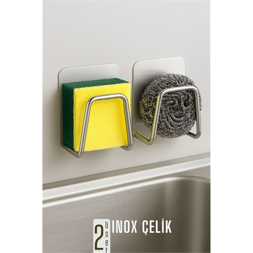 TransForMacion Inox Bulaşık Sübgerlik Stant- Mutfak Askısı Profesyonel 2 li SET 722043