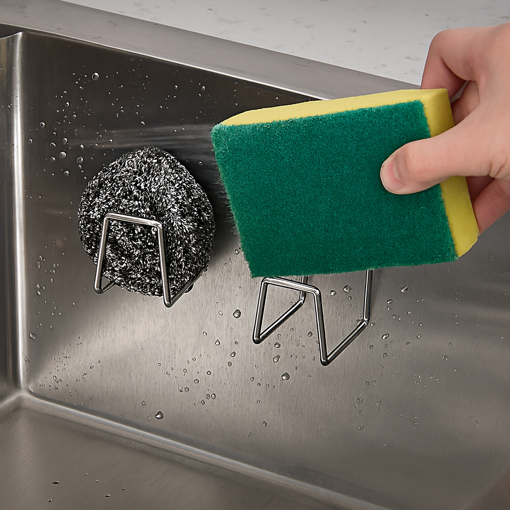 Inox Bulaşık Sübgerlik Stant- Mutfak Askısı Profesyonel 2 li SET 722043