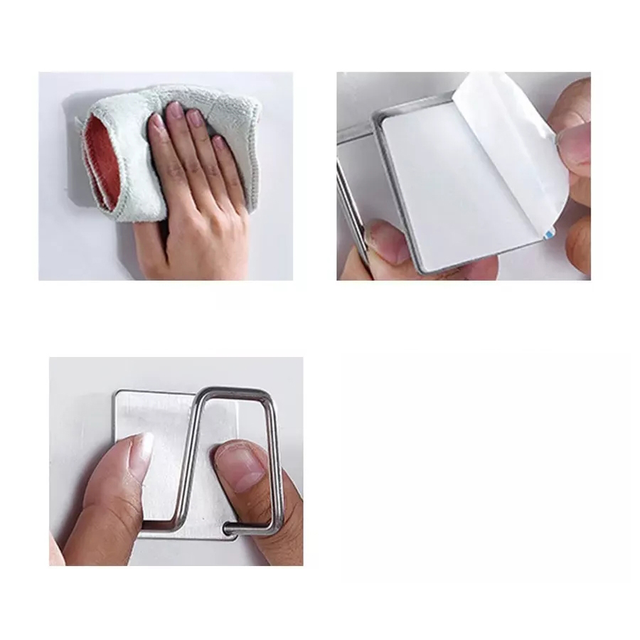 Inox Çelik Çok Amaçlı Askı - Banyo Askısı - Mutfak Askısı Profesyonel 4 lü SET 722044