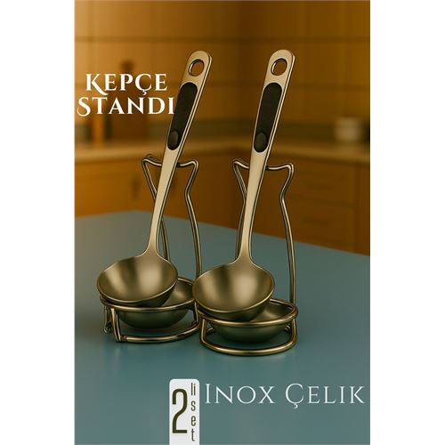 TransForMacion Inox Kepçe Standı - 2 li Kaşık Kepçe Standı- Profesyonel Şef Tasarımı 722045