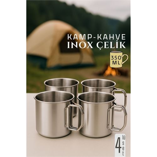 TransForMacion Inox Çelik Kamp Kupası - Kamp Bardağı 350 ml 4 LÜ SET 722047