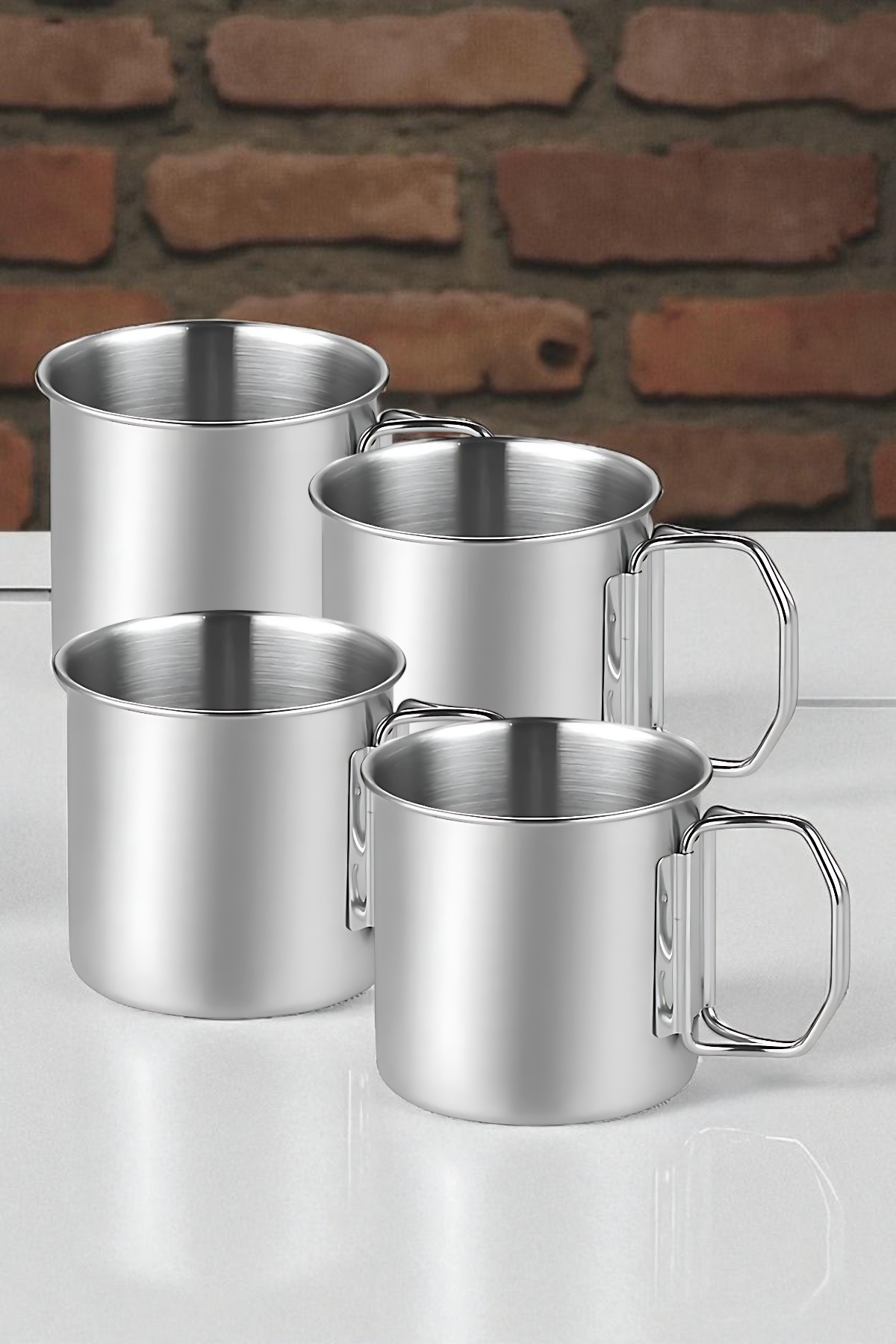 Inox Çelik Kamp Kupası - Kamp Bardağı 350 ml 4 LÜ SET 722047