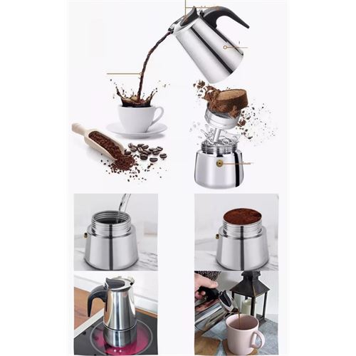 TransForMacion Inox Moka Pot - Paslanmaz Çelik Profesyonel Moka Pot - 200 ml 722056