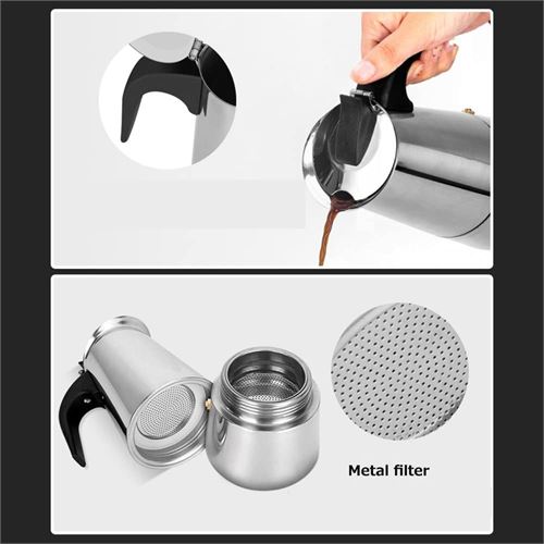 TransForMacion Inox Moka Pot - Paslanmaz Çelik Profesyonel Moka Pot - 200 ml 722056