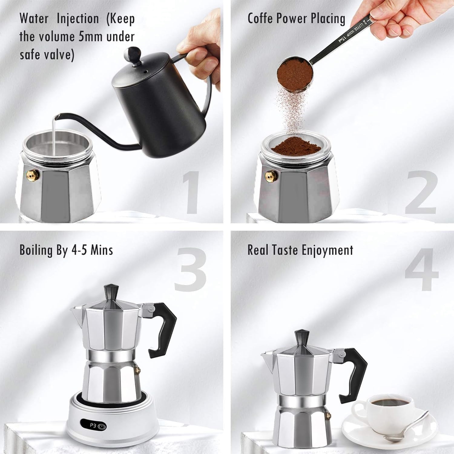 Klasik Italyan Moka Pot - 6061 Saf Alüminyum  Profesyonel Moka Pot - 3 kişilik 722058
