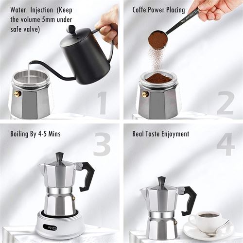 TransForMacion Klasik Italyan Moka Pot - 6061 Saf Alüminyum  Profesyonel Moka Pot - 6 kişilik 722059