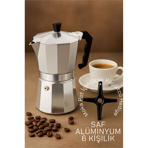 TransForMacion Klasik Italyan Moka Pot - 6061 Saf Alüminyum  Profesyonel Moka Pot - 6 kişilik 722059
