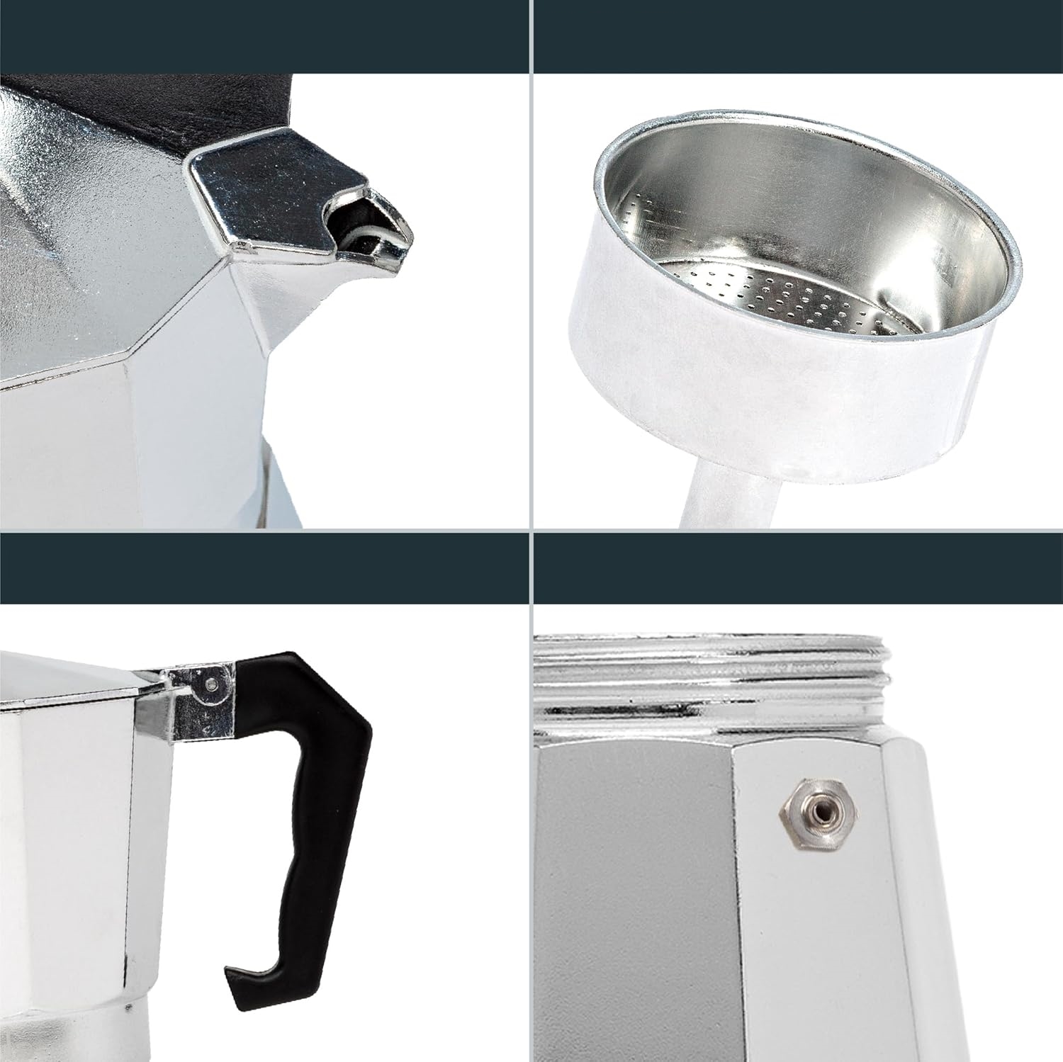 Klasik Italyan Moka Pot - 6061 Saf Alüminyum  Profesyonel Moka Pot - 6 kişilik 722059