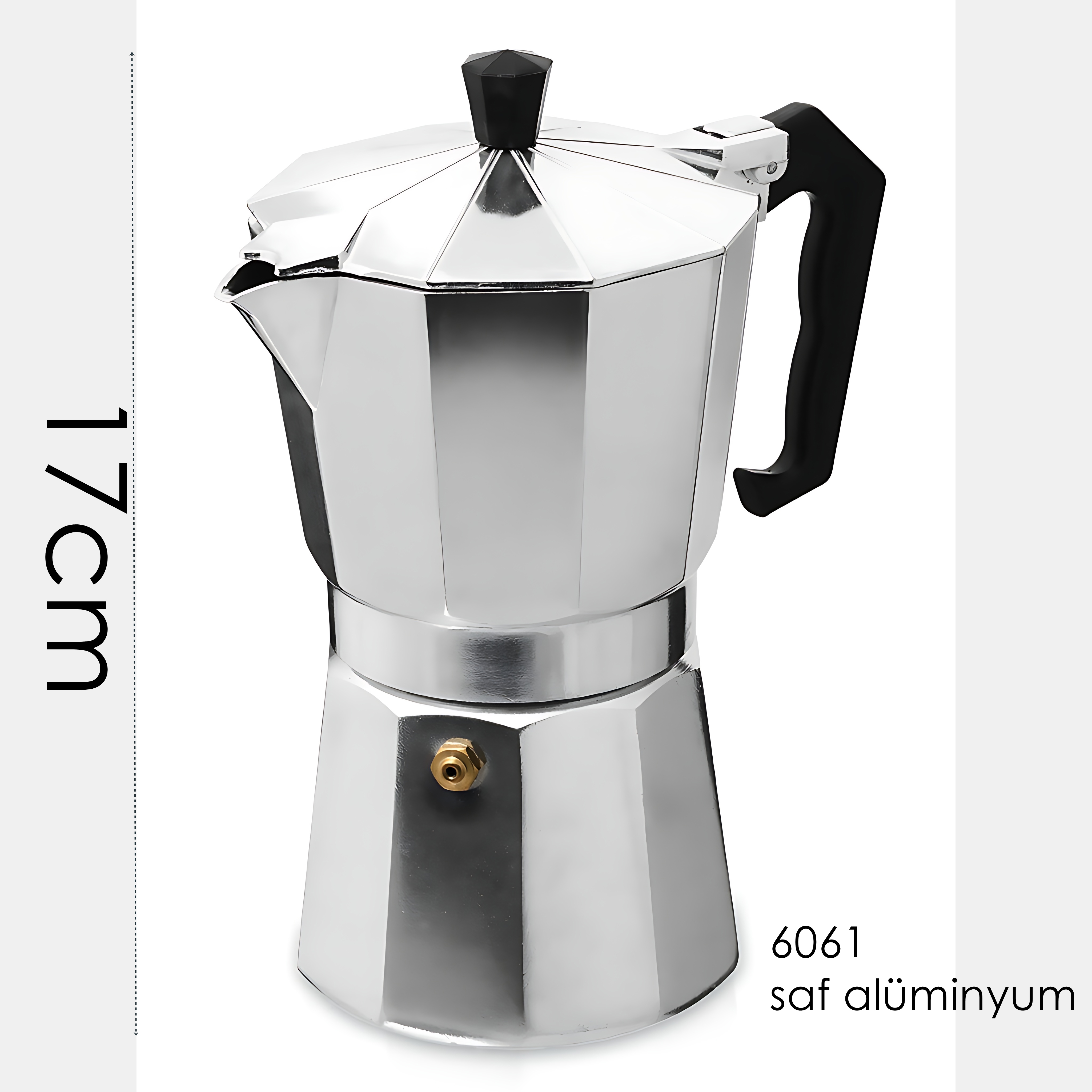 Klasik Italyan Moka Pot - 6061 Saf Alüminyum  Profesyonel Moka Pot - 6 kişilik 722059
