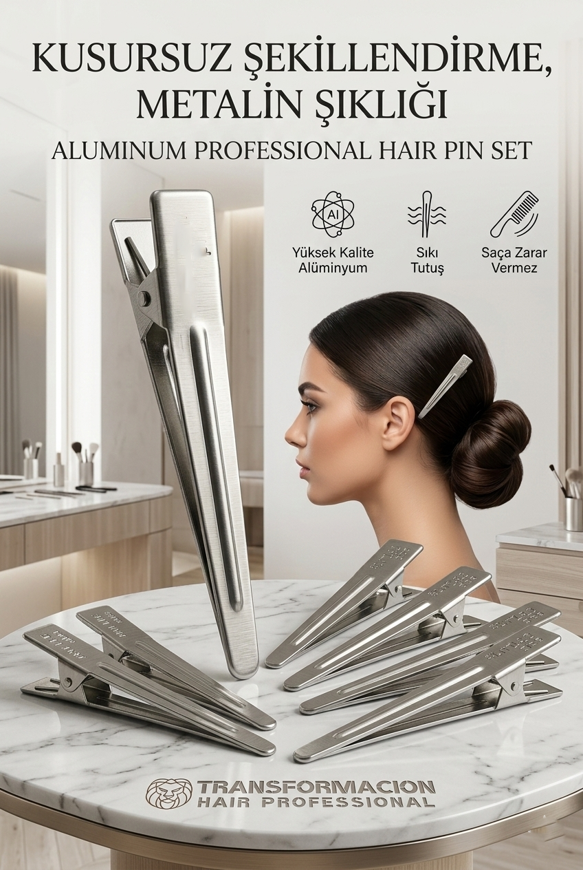 8'li  Profesyonel Alüminyum Saç Pensi Seti Metal Toka Saç Pensi 720577