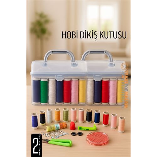 TransForMacion Dikiş Seti - 42 Parça Renkli Dikiş Seti – Mezuralı, Taşınabilir, Hobi ve Onarım İçin 722078 