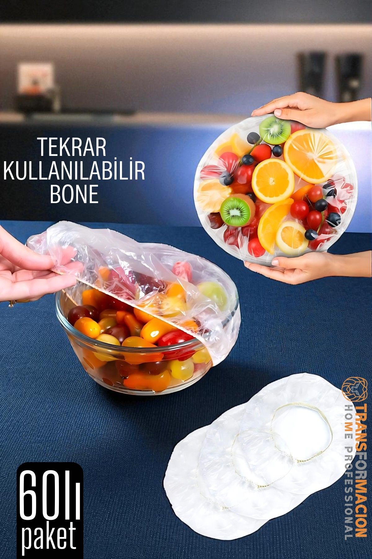 Esnek Kase Bonesi – 60 Adet, 25 cm’e Kadar Uyumlu, Tekrar Kullanılabilir Tabak Bone 722080