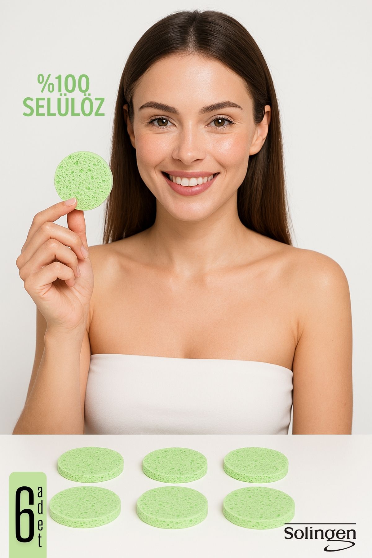  Makyaj Temizlik Pedi Cilt Temizlik Süngeri Doğal Selülöz 6 ADET 711912