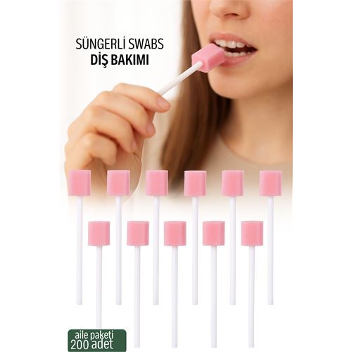 TransForMacion Süngerli Swab - Ağız ve Diş Bakım Çubuğu - 200 Adet Aile Paketi 722089