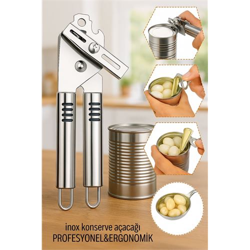 Modacar Inox Çelik Konserve Açacağı - Ergonomik ve Profesyonel Kolay Konserve Açıcı 
