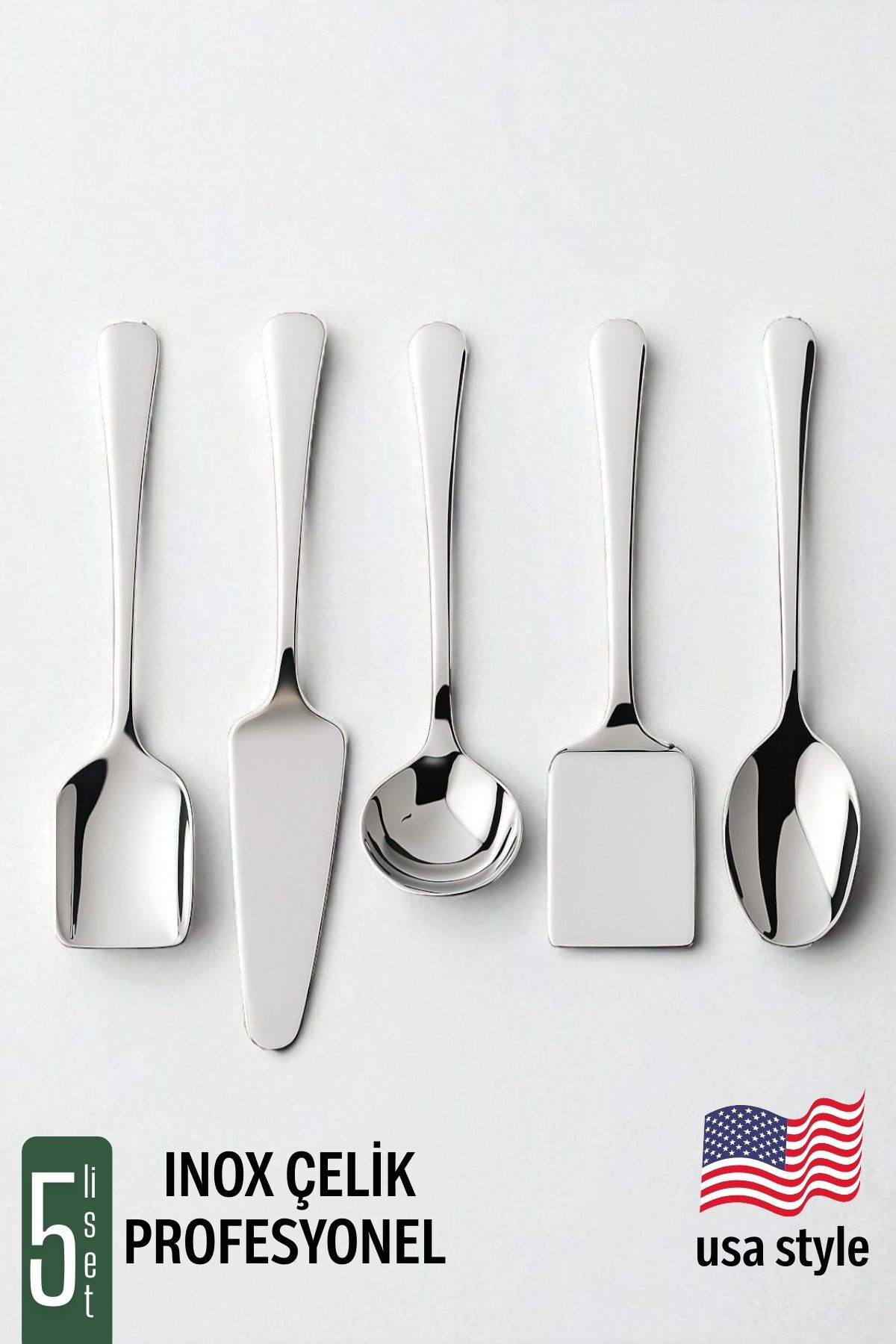 Amerikan Tip Servis Seti 5 Parça - Profesyonel Paslanmaz Çelik Çeyiz Seti 