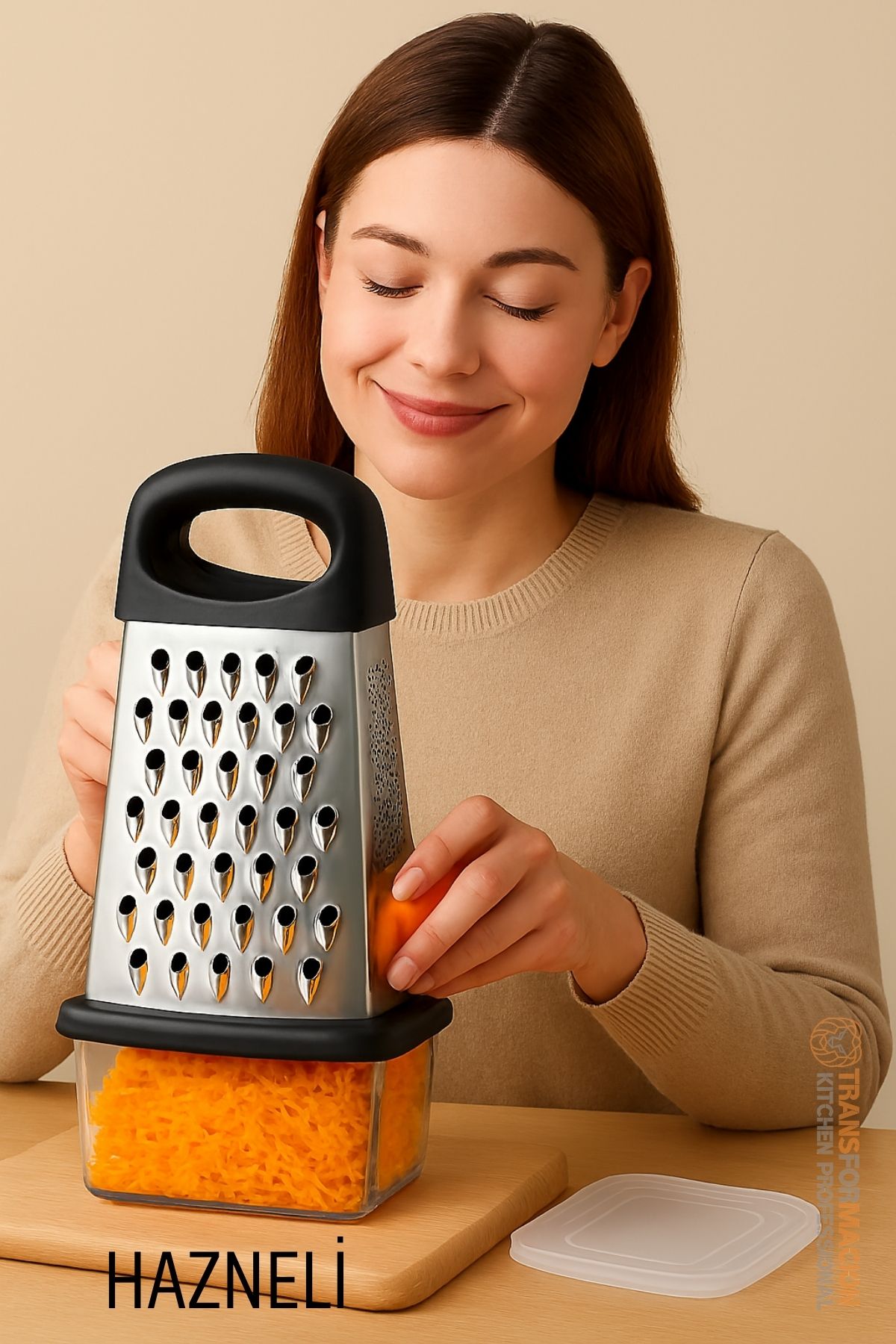 Hazneli El Rendesi - Saklama Kaplı 4 Taraflı Profesyonel 304 Paslanmaz Çelik 